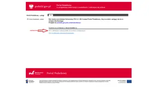 Czerwona strzałka wskazuje na link "PCC-3 Deklaracja w sprawie podatku od czynności cywilnoprawnych" na stronie Portalu Podatkowego.